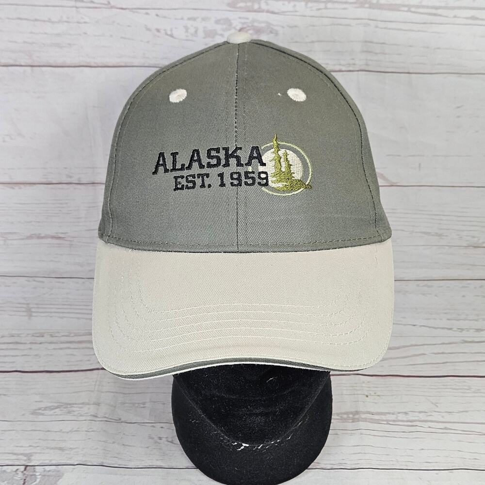 ACE USA Alaska Est. 1959 Baseball Cap Men's Adjustable Green Gray Cream